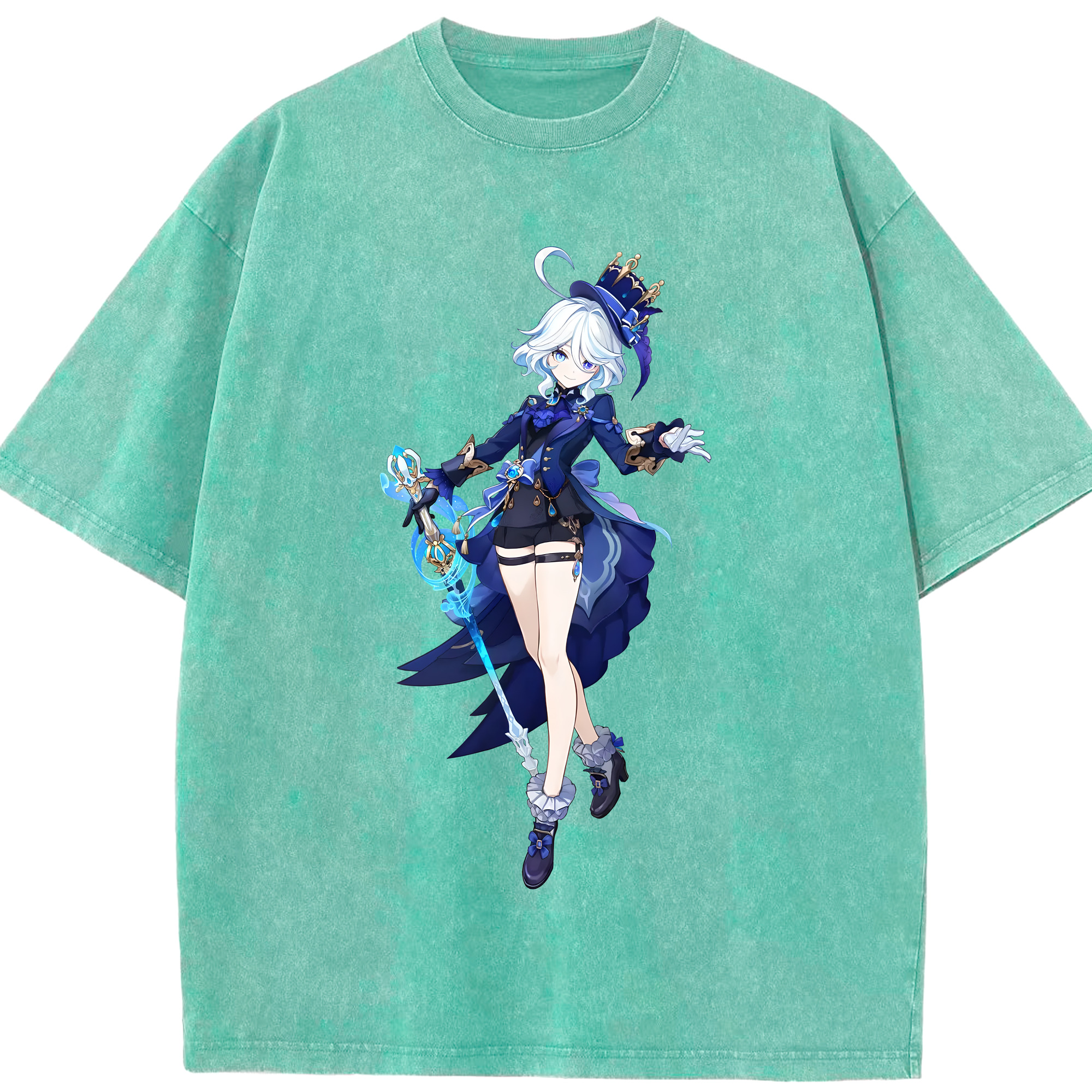 げんし神 フリーナ genshin Furina 綿100% ヴィンテージ風 半袖Tシャツ（フロントプリント）